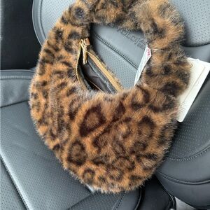 Viral TJMAXX Urban Expressions Leopard Print Fur Shoulder Bag